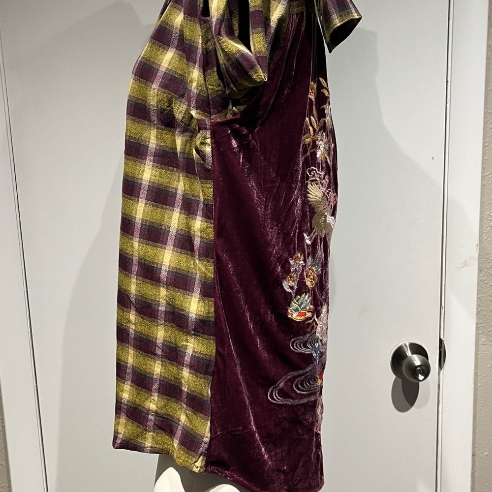 Paparazzi Plaid and Embroidered Velvet Blouse - Picture 10 of 14
